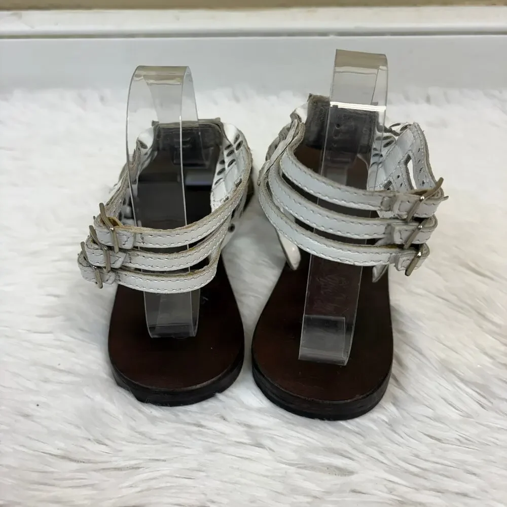 Naughty Monkey Women's Party Time Leather Gladiator Sandals White Size 8